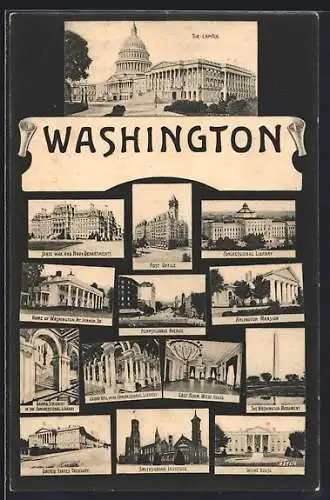 AK Washington D.C., The Capitol, Post Office and The Washington Monument