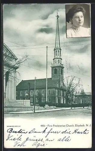 AK Elisabeth, NJ, First Presbyterian Church and portrait of a lady