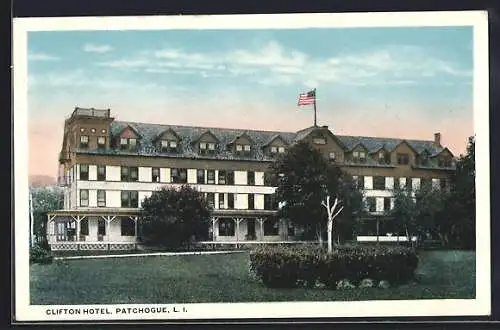 AK New York, NY, Patchogue Long Island, Clifton Hotel