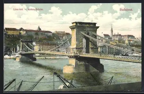 AK Budapest, Blick über die Kettenbrücke