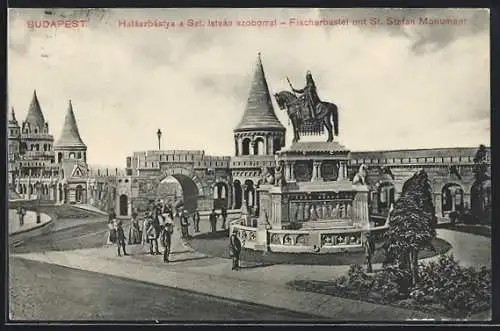 AK Budapest, Fischerbastei mit St. Stefan Monument