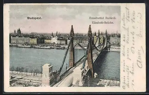 AK Budapest, Blick über die Elisabeth-Brücke