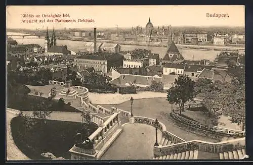 AK Budapest, Aussicht auf das Parlaments-Gebäude