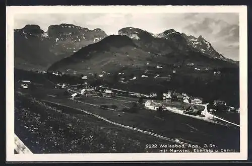 AK Weissbad, Ortsansicht mit Marwies, Ebenalp und Oehrli