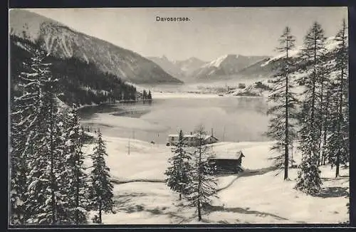 AK Davos, Winterlicher Blick auf den Davosersee