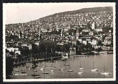 AK Zürich, Ortsansicht über den Hafen