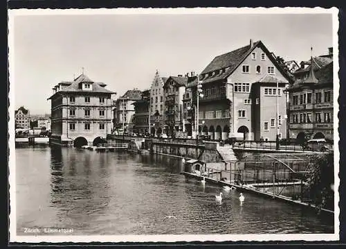 AK Zürich, Blick auf den Limmatquai