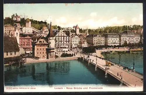 AK Luzern, Neue Brücke und Promenade