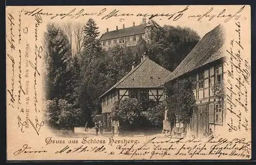 AK Herzberg / Harz, Strassenpartie unterm Schloss