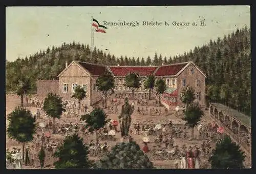 Lithographie Goslar a. H., Gasthaus Renneberg`s Bleiche