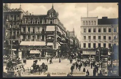 AK Berlin, Unter den Linden und Kranzlerecke mit Cafe Bauer