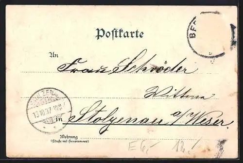 Lithographie Berlin, Rathaus bei Mondschein, Schlossbrücke und Zeughaus, Waldpartie