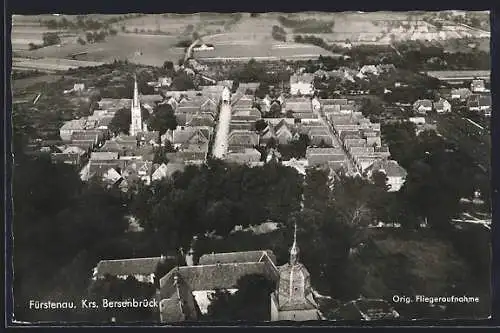 AK Fürstenau /Krs. Bersenbrück, Teilansicht mit Strassenpartie, Fliegeraufnahme