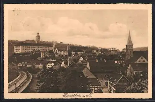 AK Gundelsheim a. N., Teilansicht mit Schloss