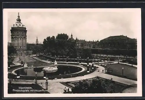 AK Mannheim, Friedrichsplatz mit Wasserturm