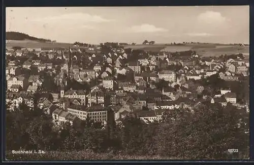 AK Buchholz i. Sa., Teilansicht mit Kirche