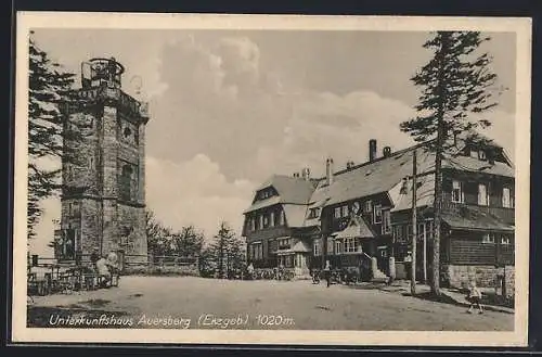 AK Auersberg /Erzgeb., Hotel-Pension mit Aussichtsturm