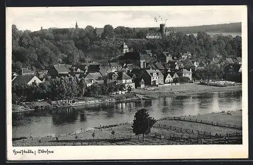 AK Herstelle /Weser, Blick über den Fluss