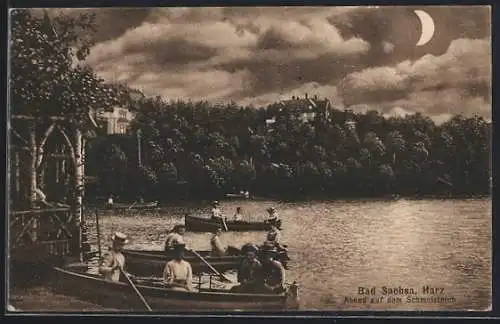 AK Bad Sachsa /Harz, Abend auf dem Schmelzteich