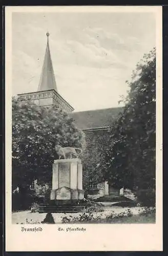 AK Dransfeld, ev. Pfarrkirche und Kriegerdenkmal