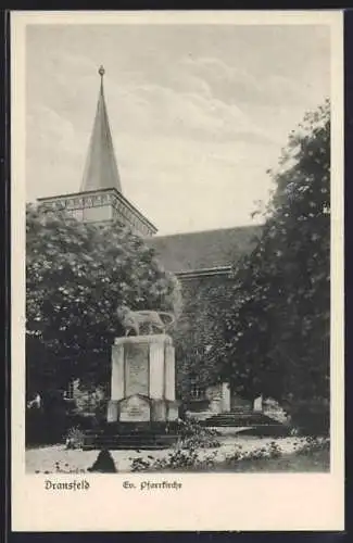 AK Dransfeld, ev. Pfarrkirche und Kriegerdenkmal