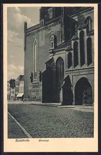 AK Buxtehude, Ehrenmal mit Strassenpartie