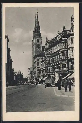 AK Magdeburg, Strasse Breiter Weg mit Katharinenkirche