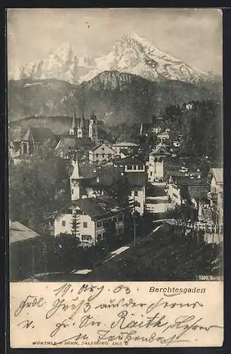 AK Berchtesgaden, Teilansicht mit Kirche