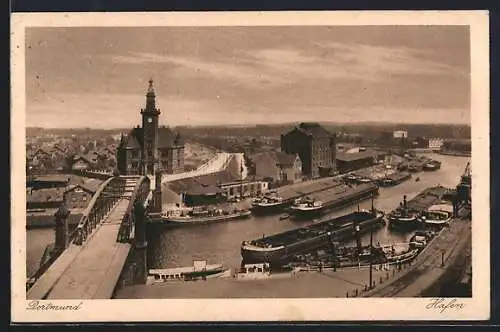 AK Dortmund, Hafen mit Brücke