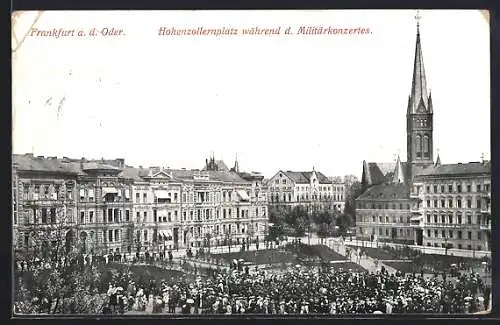 AK Frankfurt a. d. Oder, Hohenzollernplatz während des Militärkonzertes