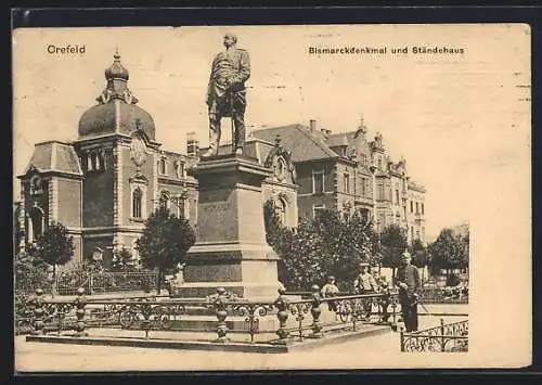 AK Crefeld, Bismarckdenkmal und Ständehaus