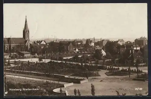 AK Homberg /Niederrhein, Ortspartie mit Kirche