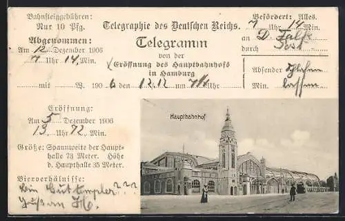 AK Hamburg-St.Georg, Telegraphie des Deutschen Reichs, Hauptbahnhof