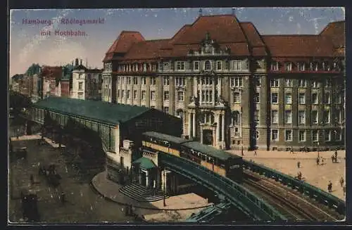 AK Hamburg, Rödingsmarkt mit Hochbahn