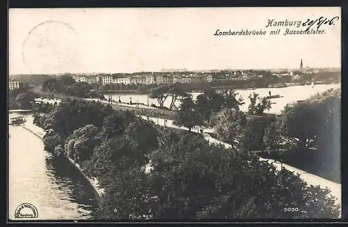 AK Hamburg-Neustadt, Lombardsbrücke mit Aussenalster