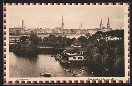 AK Hamburg-Neustadt, Lombardsbrücke mit Alster