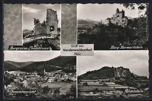 AK Vorderweidenthal /Pfalz, Burgruine Lindelbrunn, Burg Berwartstein, Rödelstein