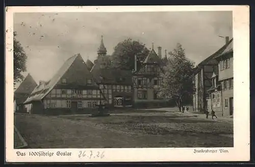 AK Goslar, Das 1000jährige Goslar, Frankenberger Plan mit Brunnen