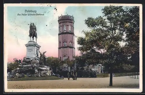 AK Duisburg, Kaiser Wilhelm-Denkmal mit Aussichtsturm