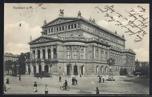 AK Frankfurt a. M., Oper mit Denkmal