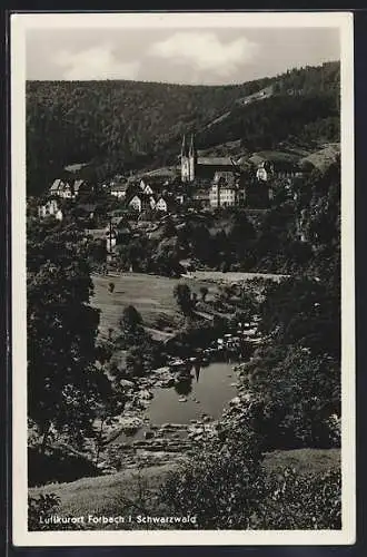 AK Forbach i. Schwarzwald, Panorama mit Kirche