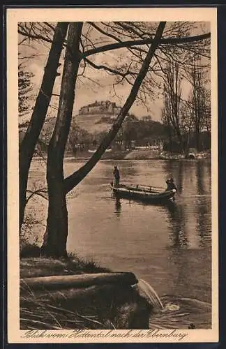 AK Bad Münster am Stein, Blick vom huttental nach der Ebernburg