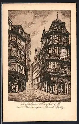 Künstler-AK Alt-Frankfurt, Lutherhaus mit Strassenpartie