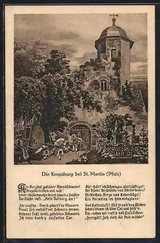 Künstler-AK St. Martin /Pfalz, Kropsburg