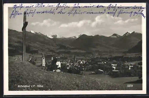 AK Kitzbühel i. T., Ortsansicht mit Kreuz