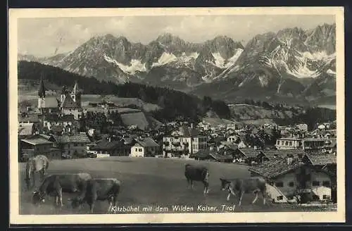 AK Kitzbühel, Gesamtansicht mit Wildem Kaiser