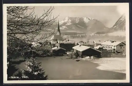 AK Össen, Ortsansicht im Winter aus der Vogelschau