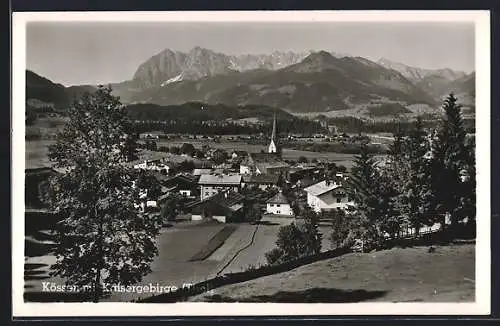 AK Kössen, Gesamtansicht mit Kaisergebirge