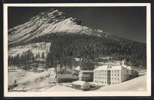 AK Maria Waldrast, Ortsansicht gegen Serles im Winter