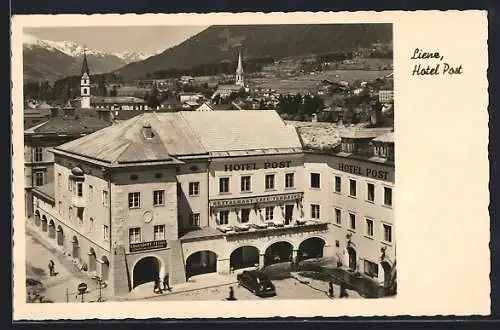 AK Lienz, Hotel Post aus der Vogelschau